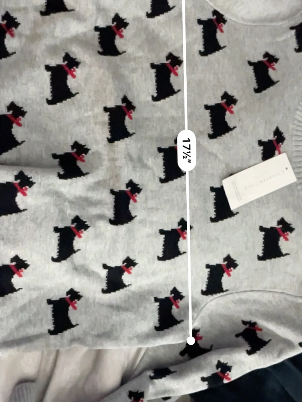 Charter Club Petite Gray Scottish Terrier Crewneck Sweater Medium